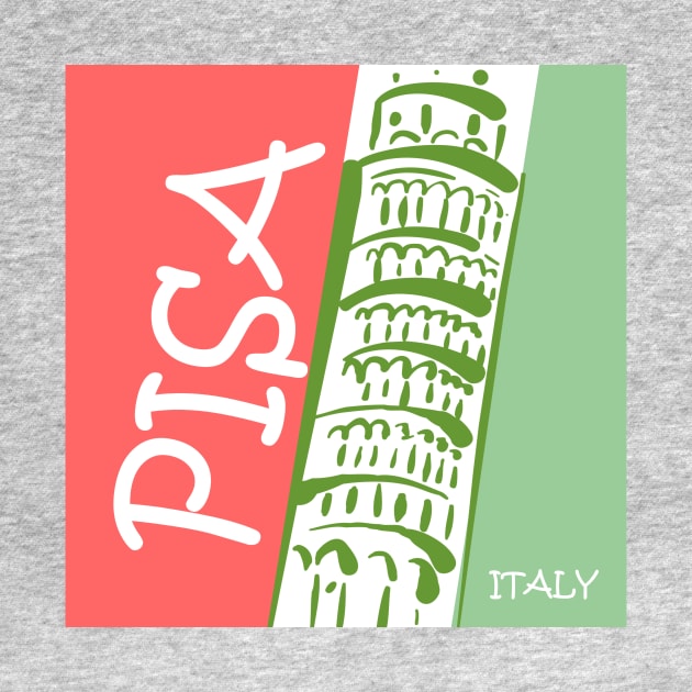 Pisa Italy Green and Coral by TNMGRAPHICS